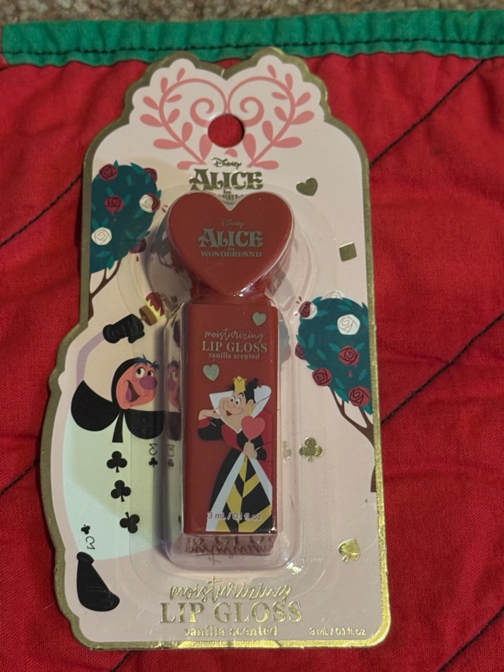 Disney Alice in Wonderland Queen of Hearts Lip Gloss - Red, Pink, Green